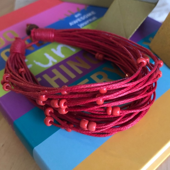 Red Cotton Glass Bead Bracelet ❤️ Fair Trade ❤️ - Picture 4 of 8